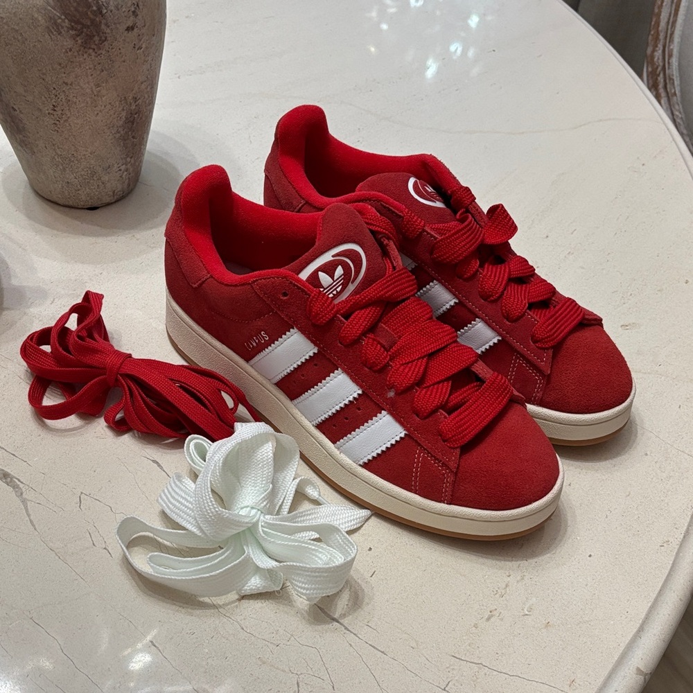 Adidas Red and White Classic Sneakers